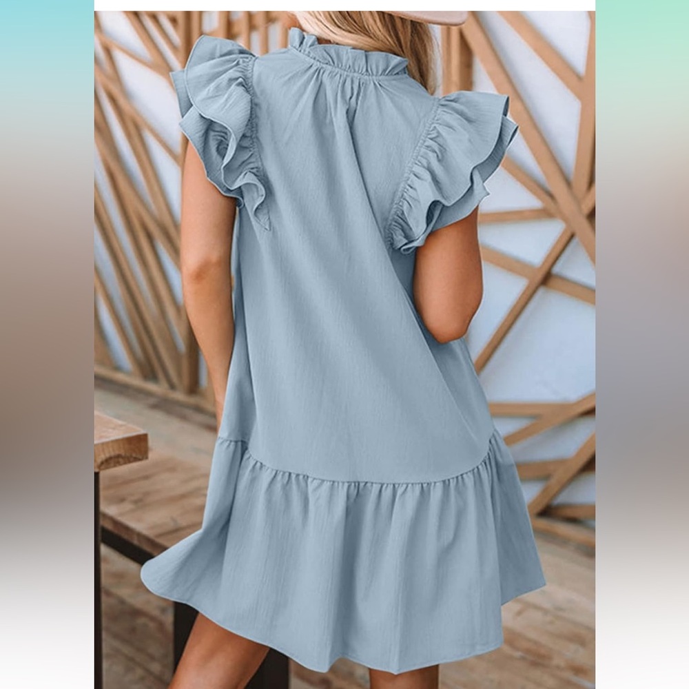 Blue Ruffle Dress - Picture 2 of 3